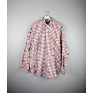 Orvis Button Down Shirt Mens Large Red Blue Gingham Check Long Sleeve